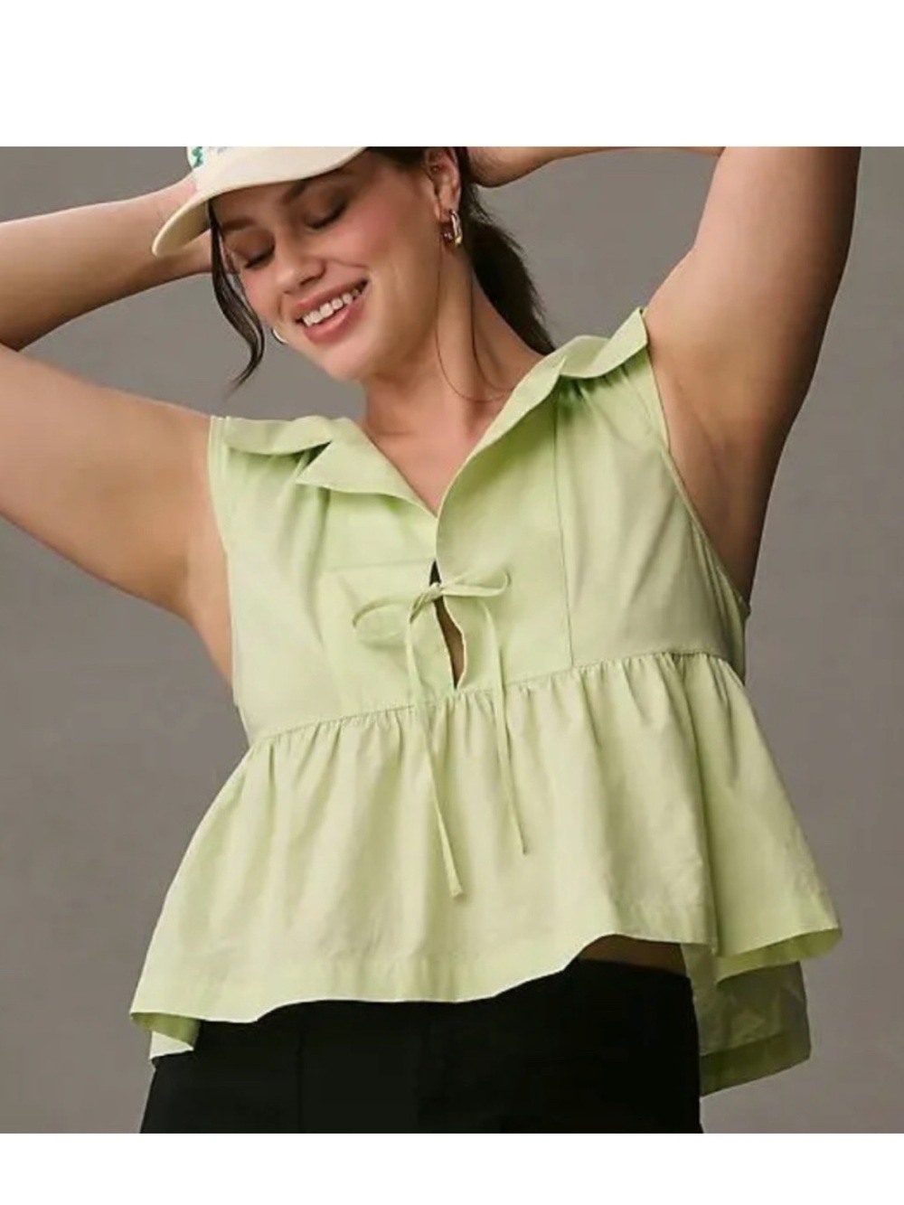 Maeve Light Green Tie-Front Top